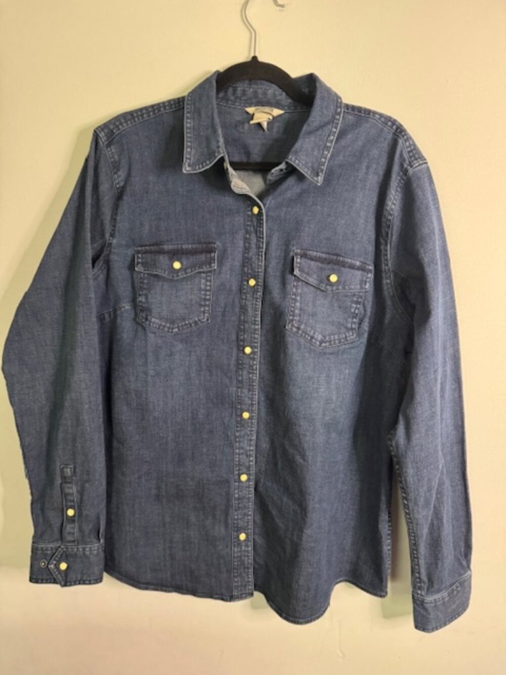 Duluth Trading Dark-Wash Denim Button Down Shirt Snap Buttons Women's XL
